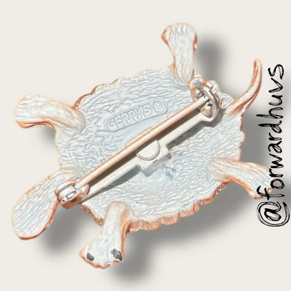 Vintage Gerry’s Turtle Brooch – Green Rhinestone Eyes